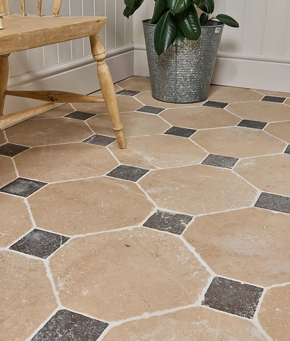 Lacock Limestone Heritage Finish Octagon & Cabochons - Hyperion Tiles
