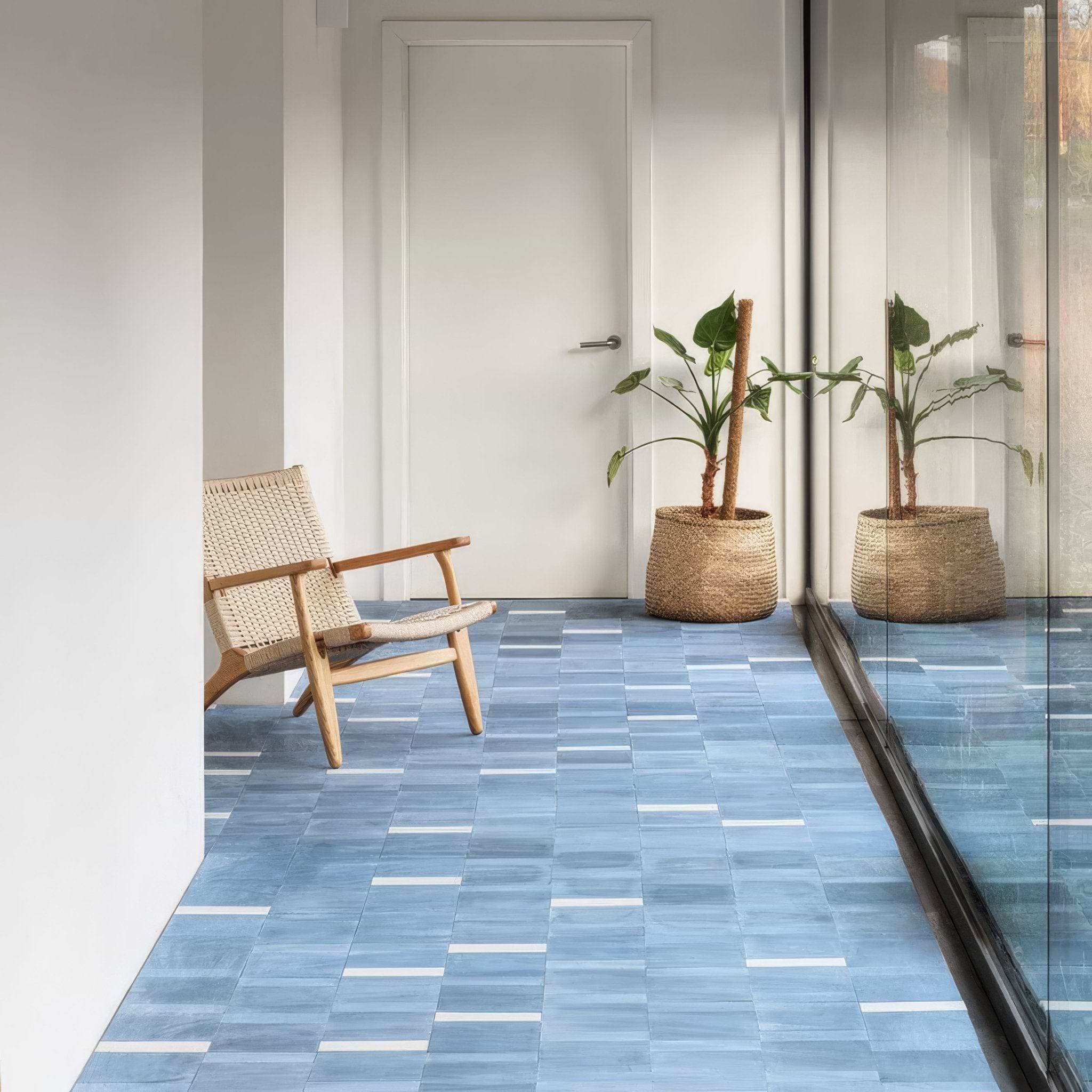 Lake Blue Herringbone Tile - Hyperion Tiles