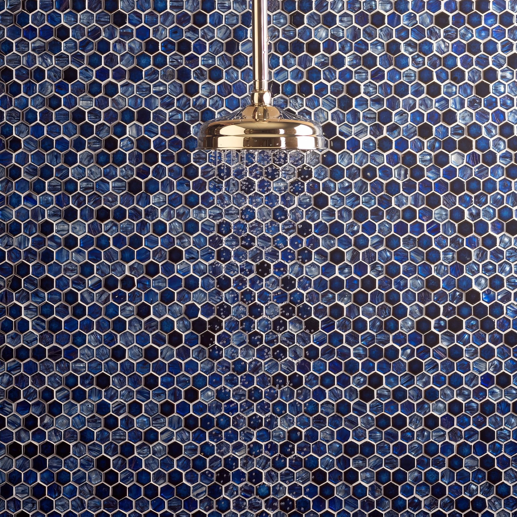 Lazuli Glass and Ceramic Hexagon Mosaic - Hyperion Tiles