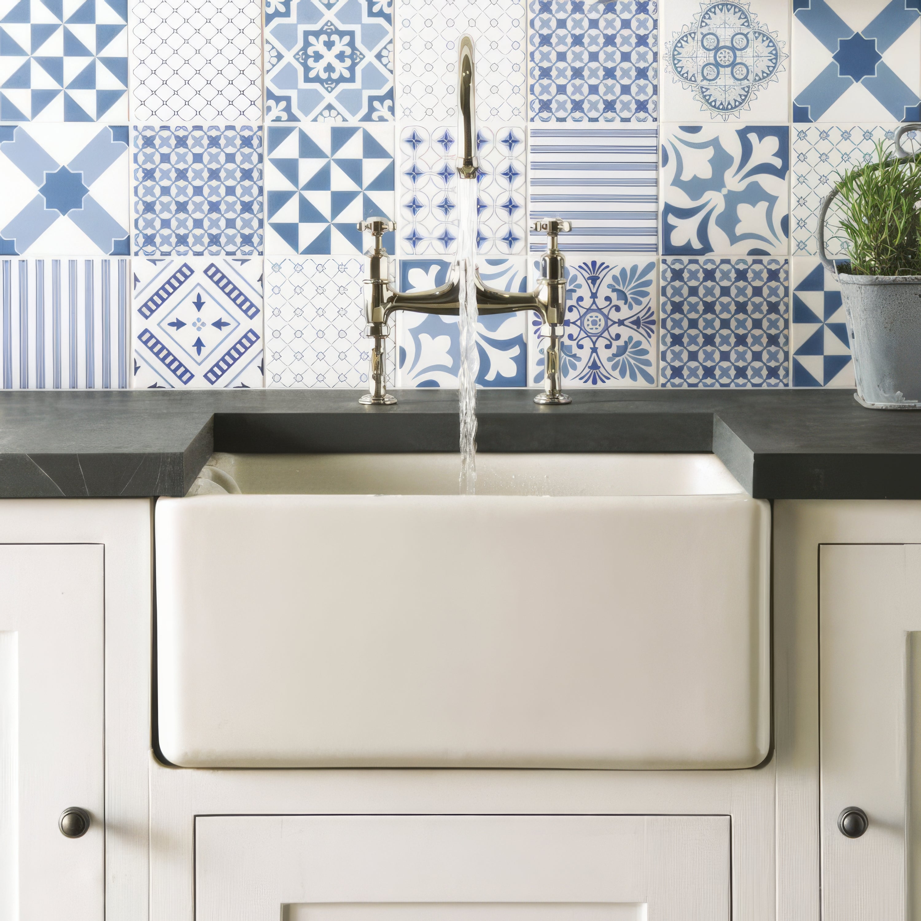 Chambray Blue on Brilliant White - Hyperion Tiles