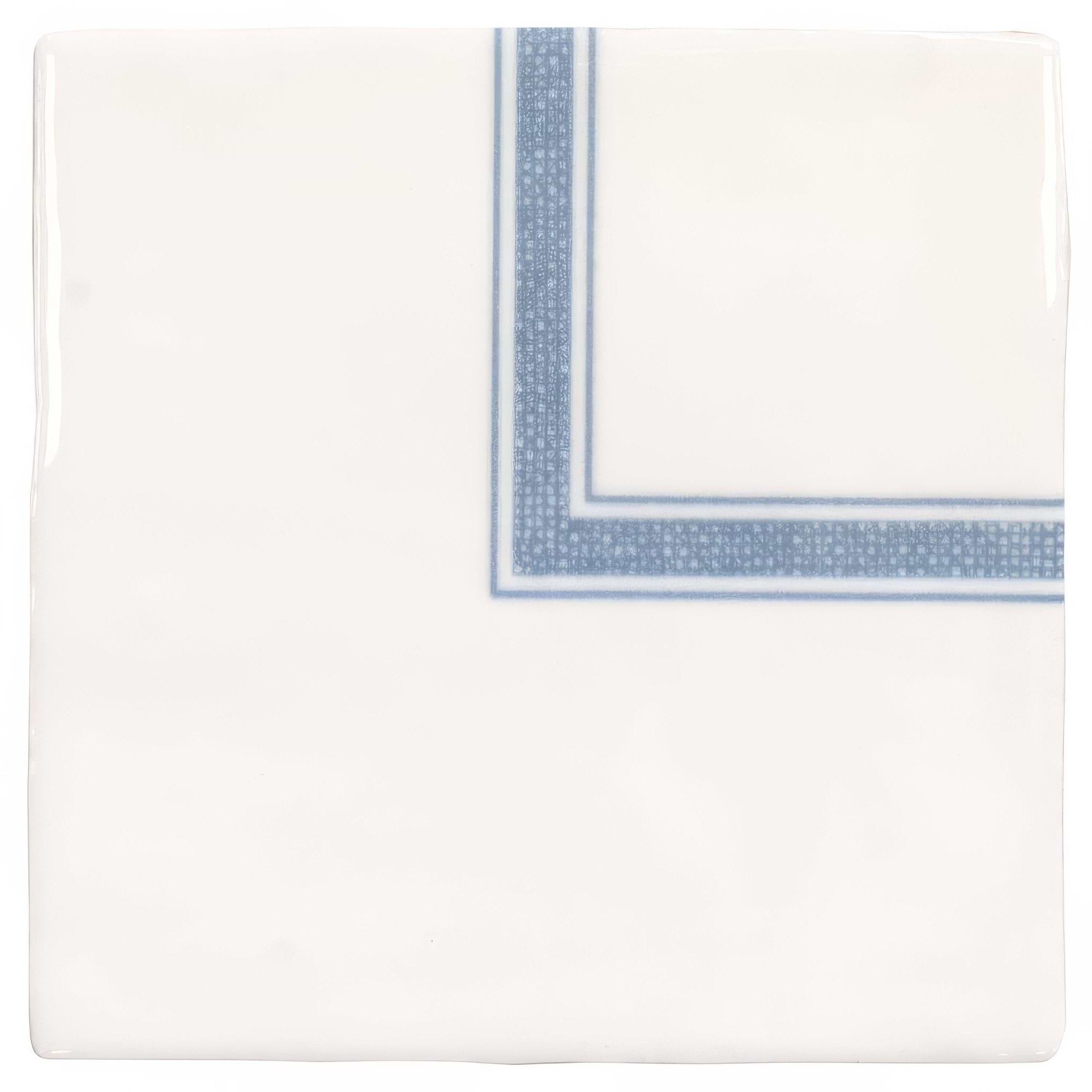 Linen Corner Blue on Cotton - Hyperion Tiles