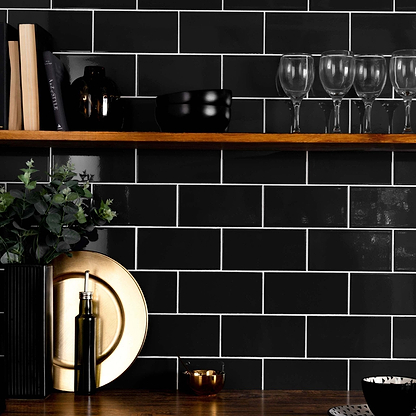 Liso Black Gloss 100x200 - Hyperion Tiles