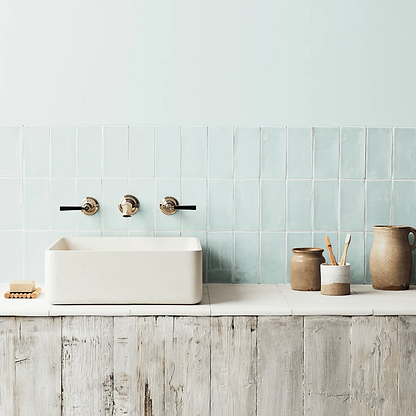 Little Greene Aquamarine Pale Glazed Rectangle Tile - Hyperion Tiles