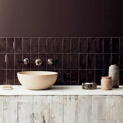 Little Greene Purple Brown Glazed Rectangle Tile - Hyperion Tiles
