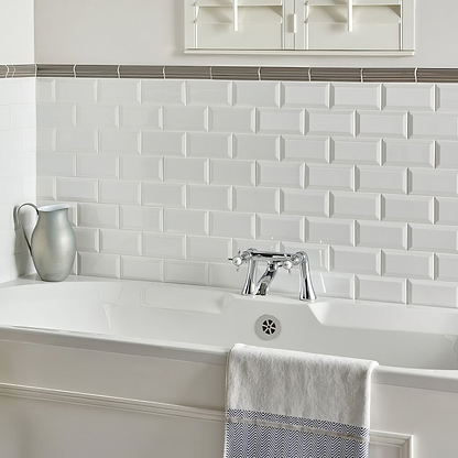 Brilliant White Metro Bevelled Tile - Hyperion Tiles