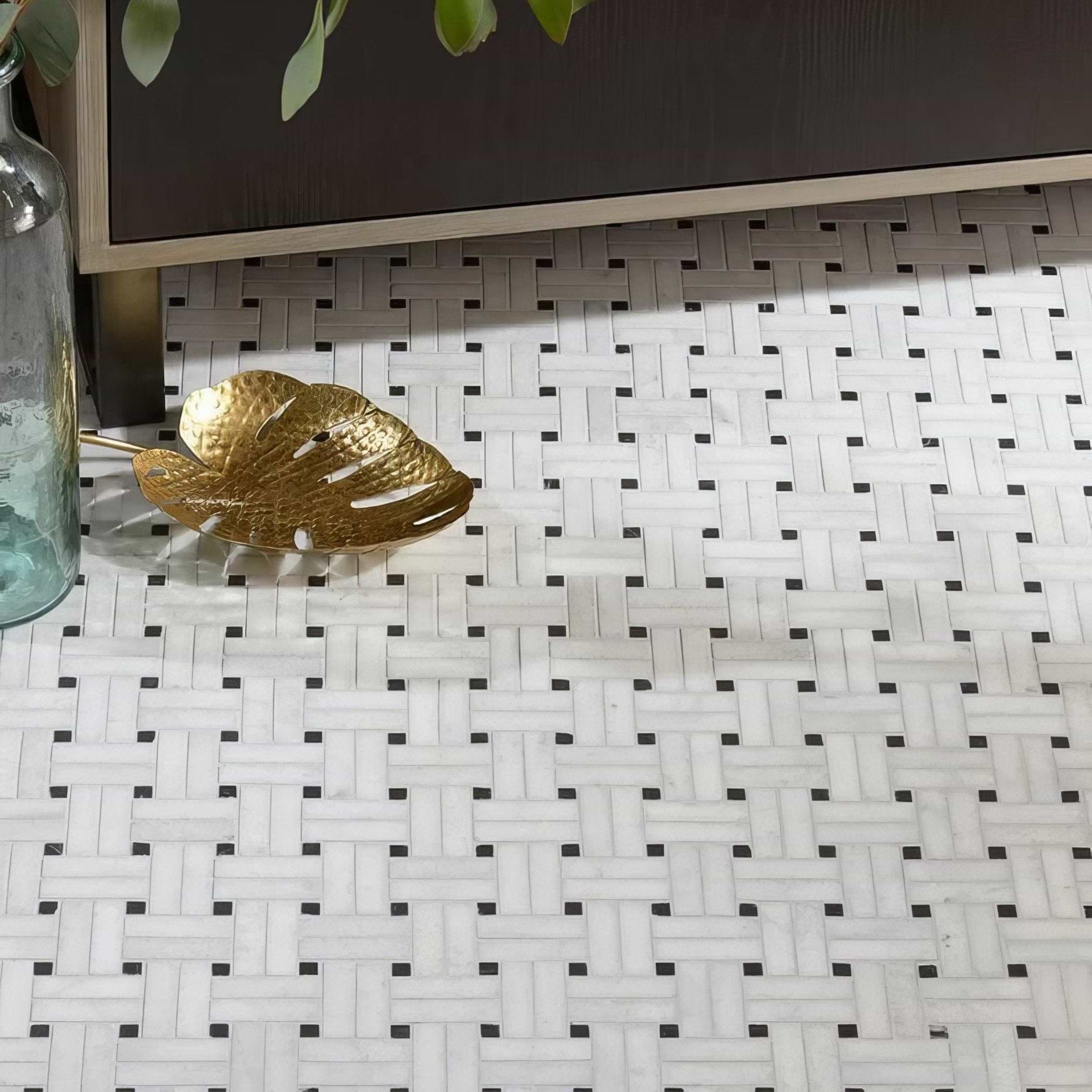 Long Island Marble Wicker Mosaic - Hyperion Tiles