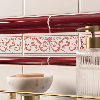 Love Knot Burgundy On Brilliant White - Hyperion Tiles