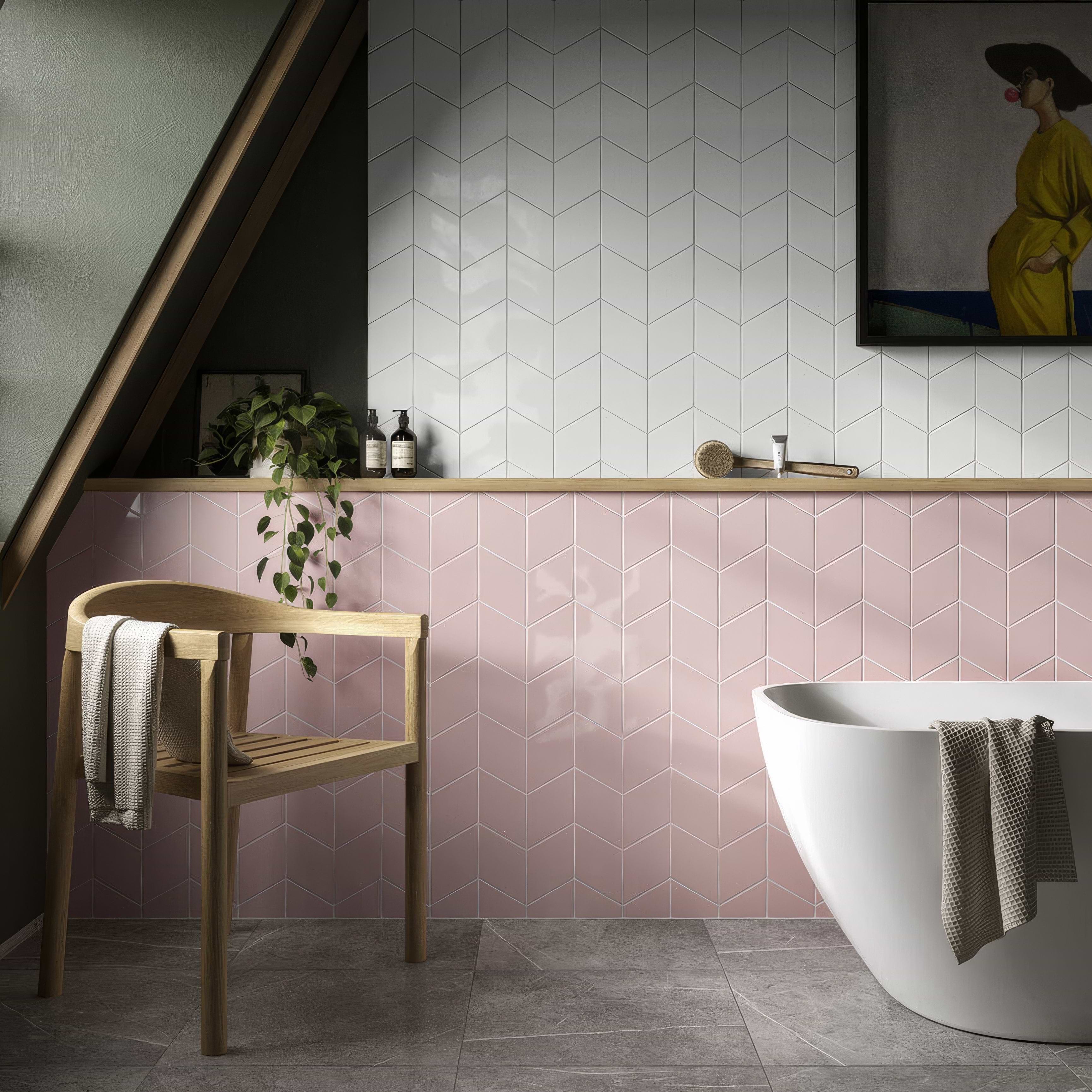 Rhomboid White Ceramic Wall Tile By Hyperion Tiles