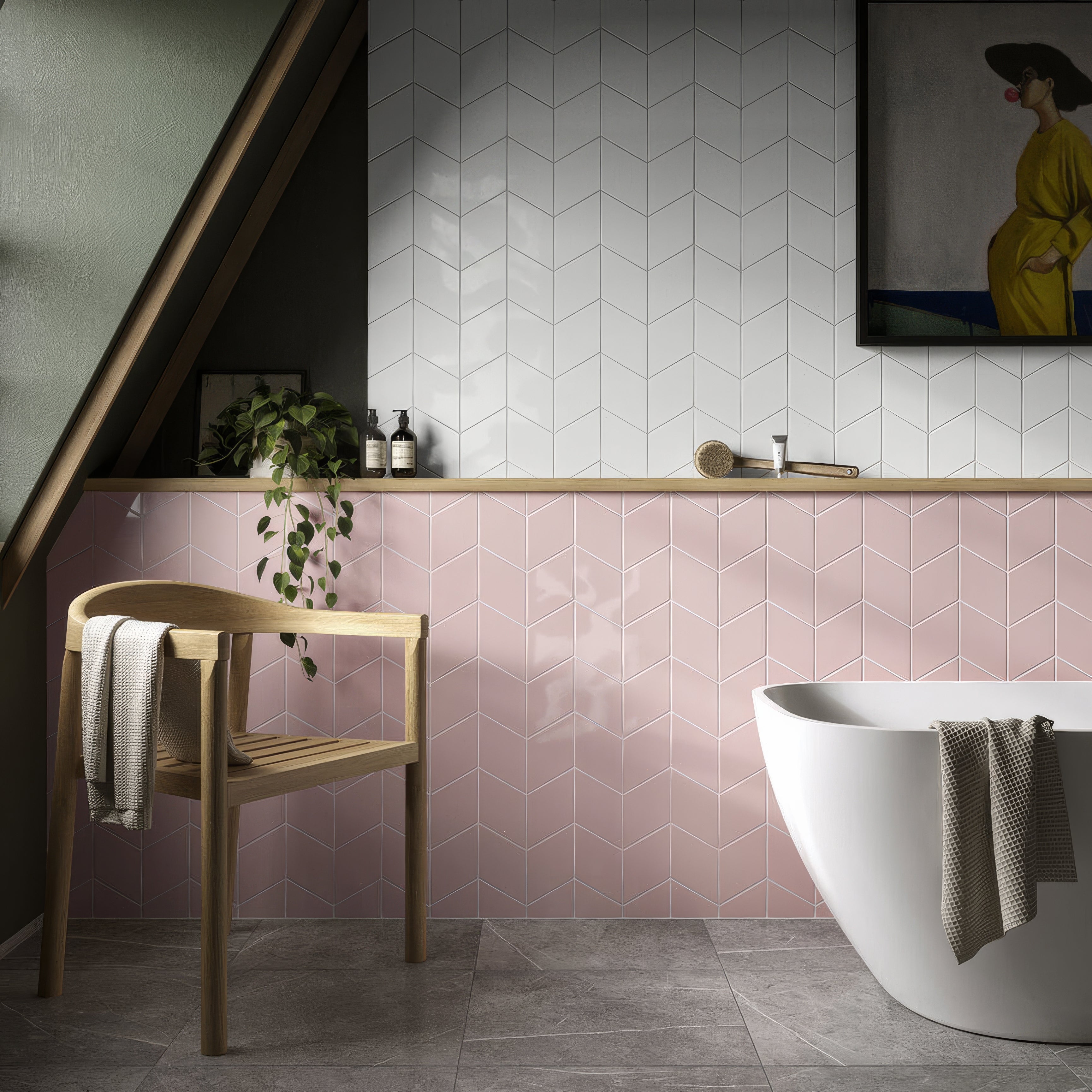 Rhomboid White Ceramic Wall Tile By Hyperion Tiles