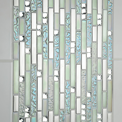 Lush Pearlescent Glass, Metal & Mirror Mix Random Mosaic - Hyperion Tiles