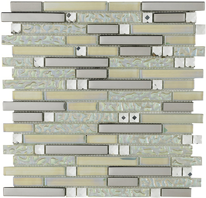 Lush Pearlescent Glass, Metal & Mirror Mix Random Mosaic - Hyperion Tiles