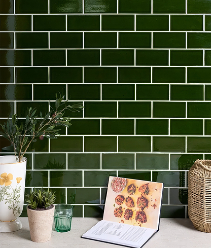 Olive Green Metro Crackle Glaze - Hyperion Tiles