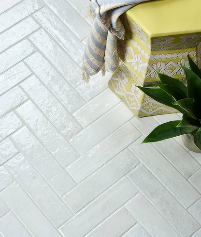 Marlborough Porcelain Parquet Cotton White Gloss - Hyperion Tiles