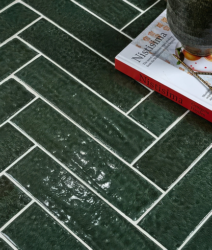 Marlborough Porcelain Parquet Forest Green Gloss - Hyperion Tiles