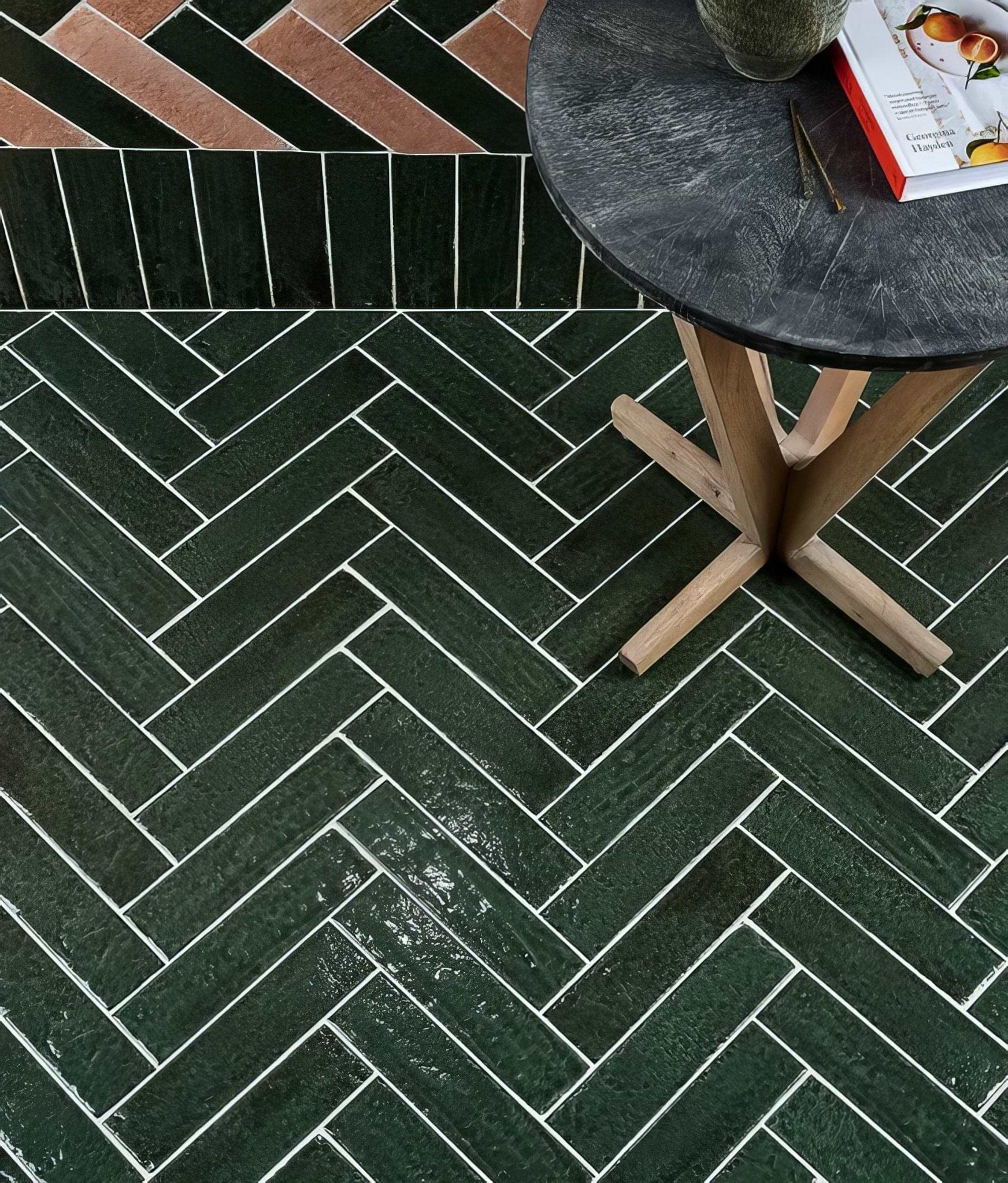 Marlborough Porcelain Parquet Forest Green Gloss - Hyperion Tiles