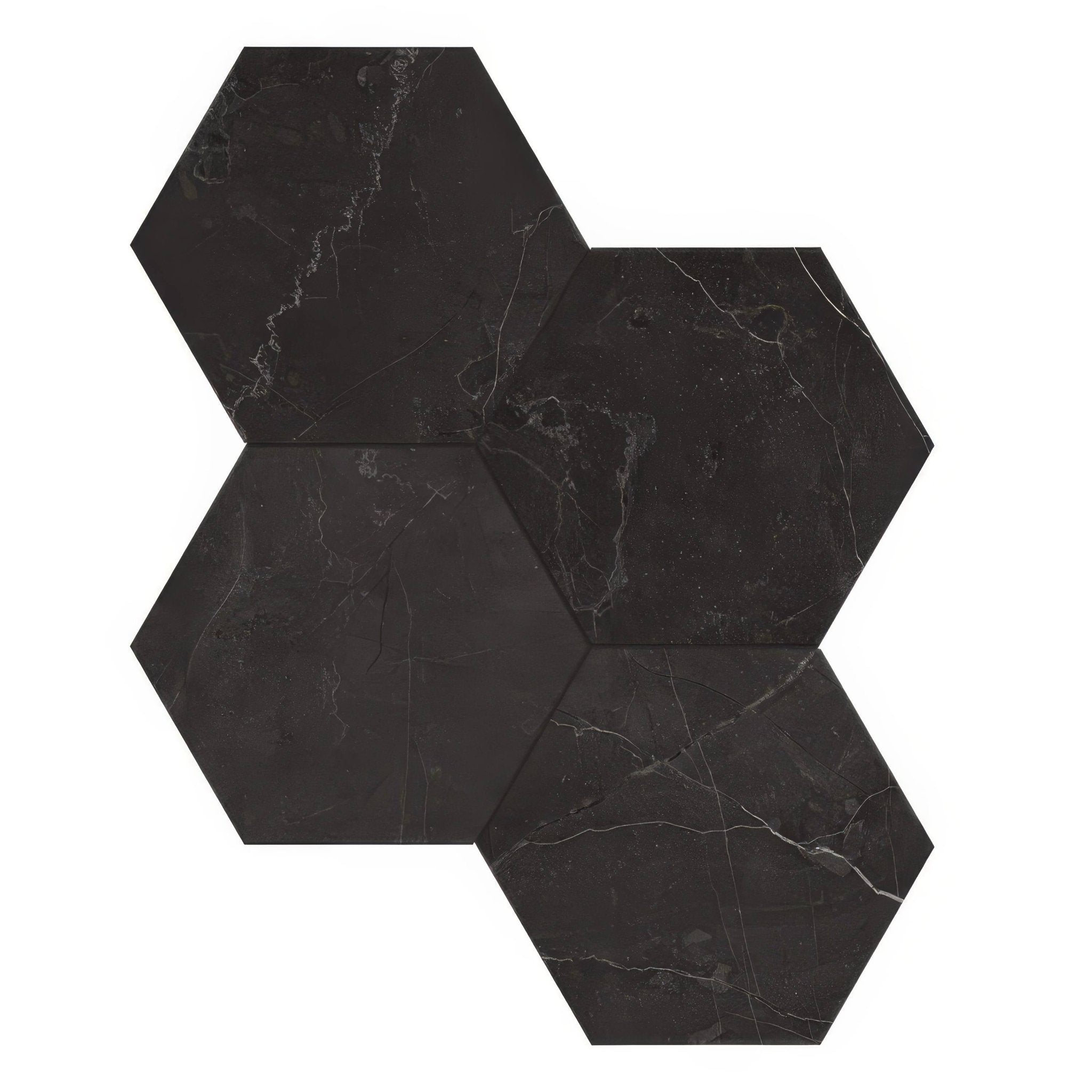 Marmi Nero Honed Hexagon Mosaic - Hyperion Tiles