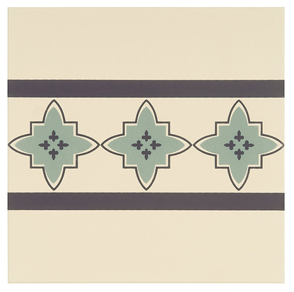 Marrakech Border Dark Blue and Dark Jade on White - Hyperion Tiles