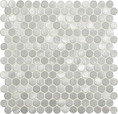 Methone Silver Mixed Finish Penny Round - Hyperion Tiles