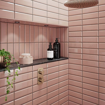 Metro Pink Ceramic Brick Tile - Hyperion Tiles