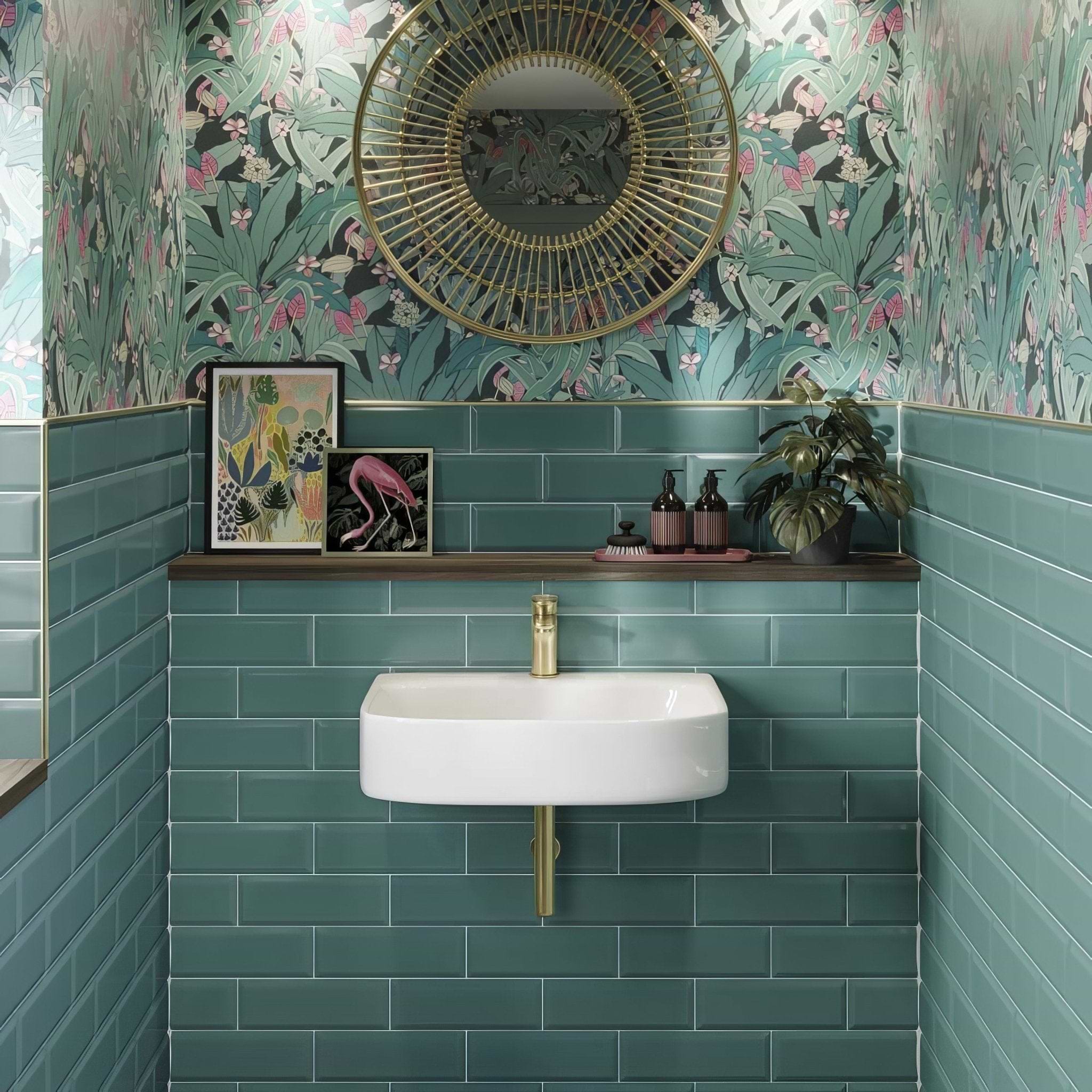 Metro Turquoise Ceramic Brick Tile - Hyperion Tiles