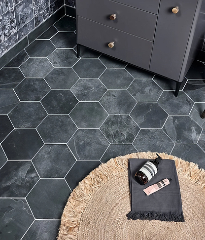 Metropolitan Slate Hexagon Riven Finish - Hyperion Tiles
