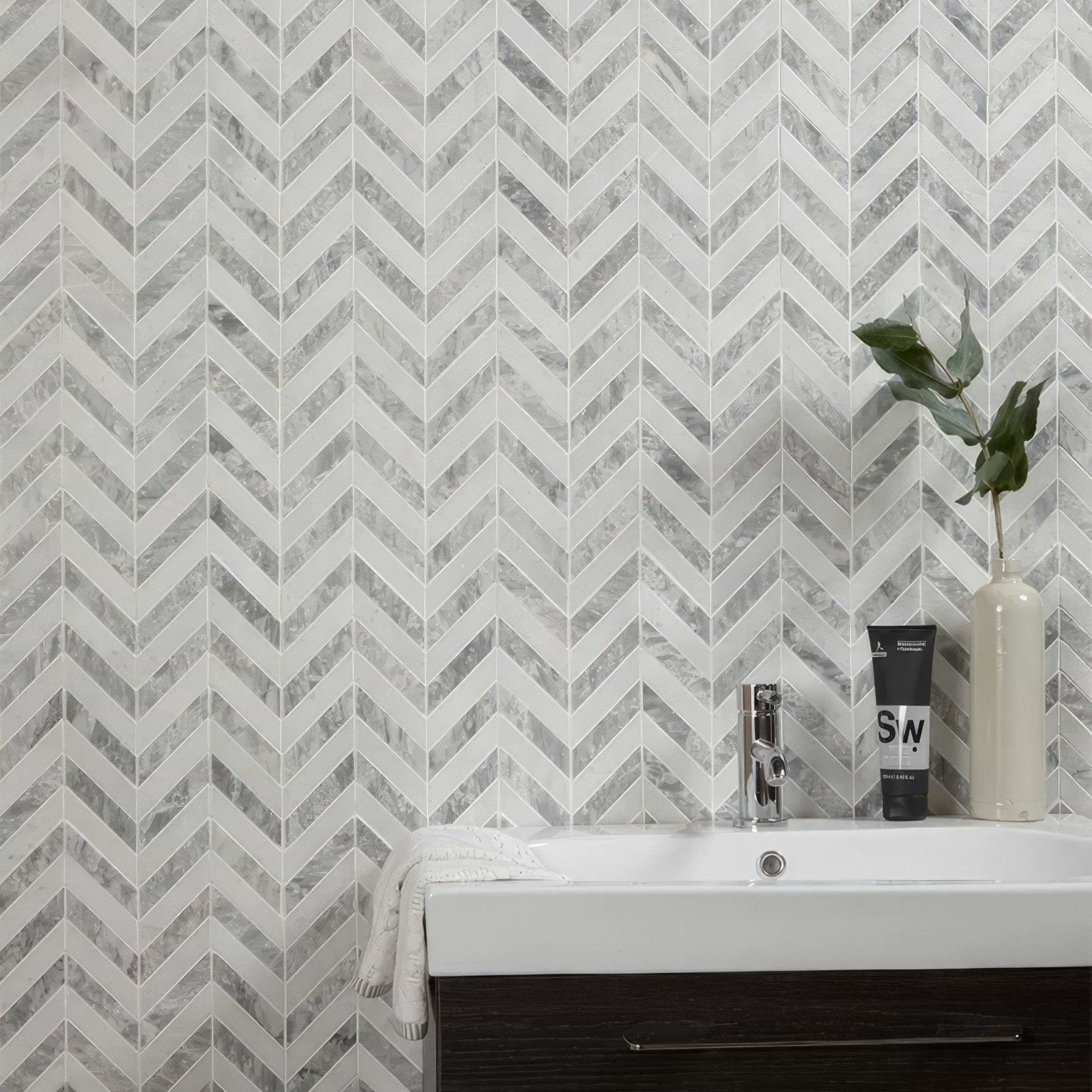 Milan Silver Marble Mosaic - Hyperion Tiles