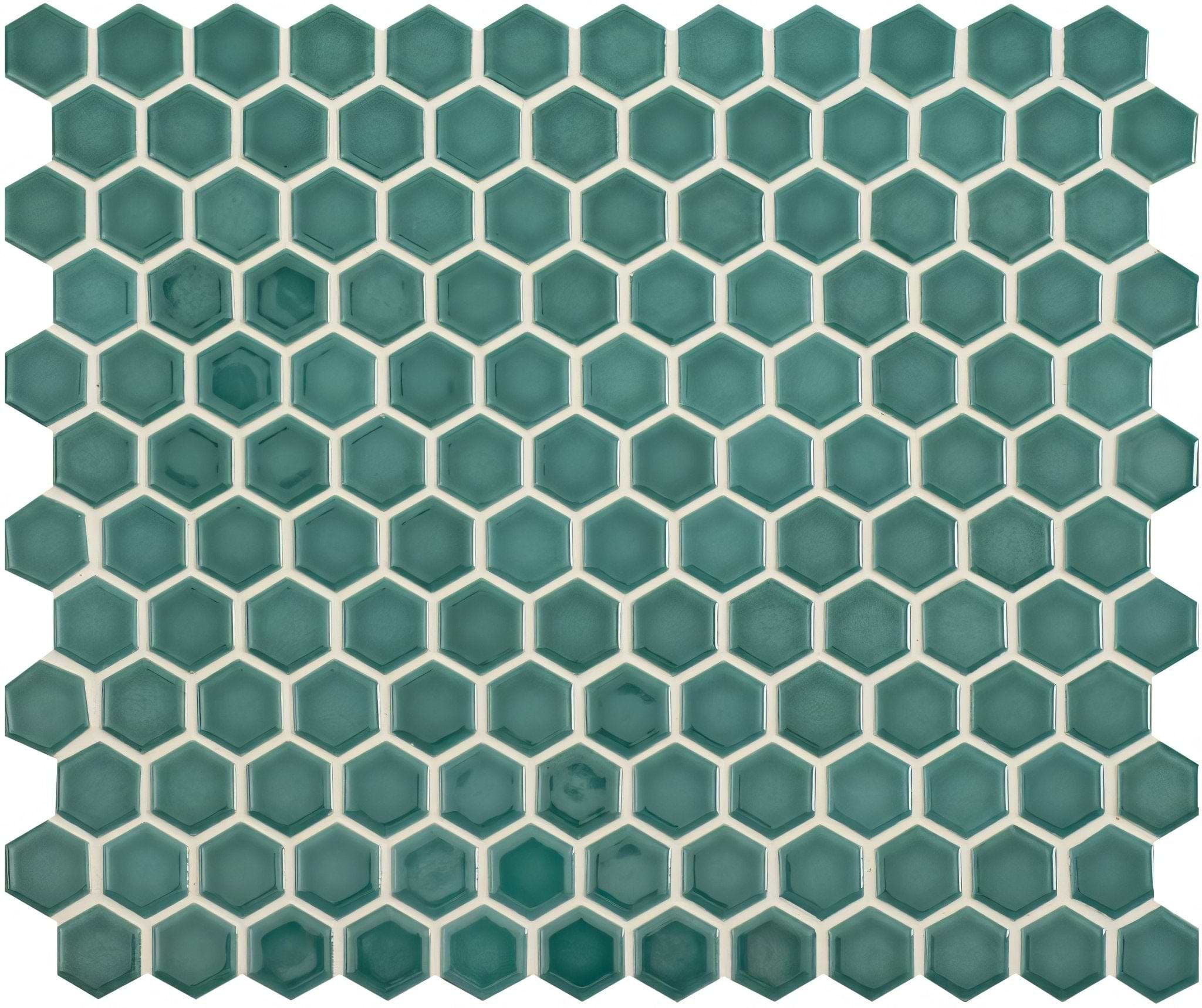 Mini Green Gloss Hexagon - Hyperion Tiles