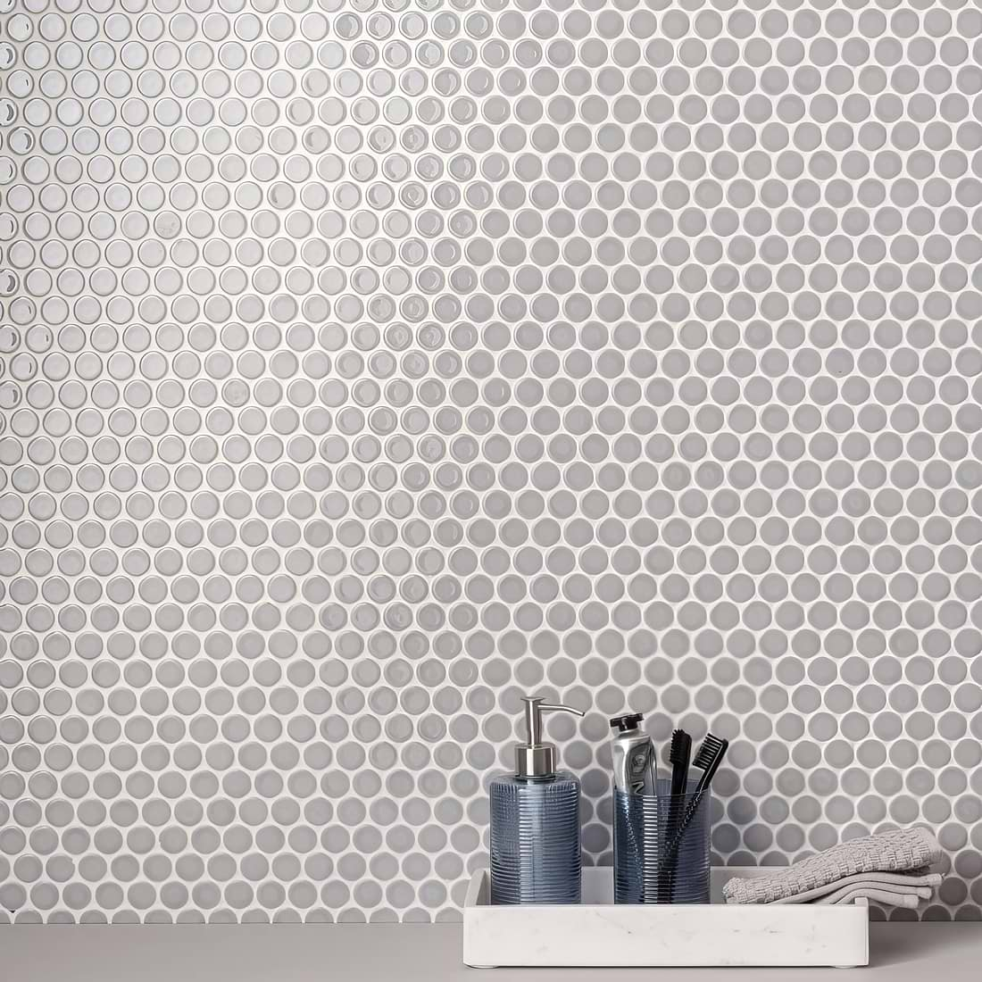 Mini Grey Penny Round - Hyperion Tiles