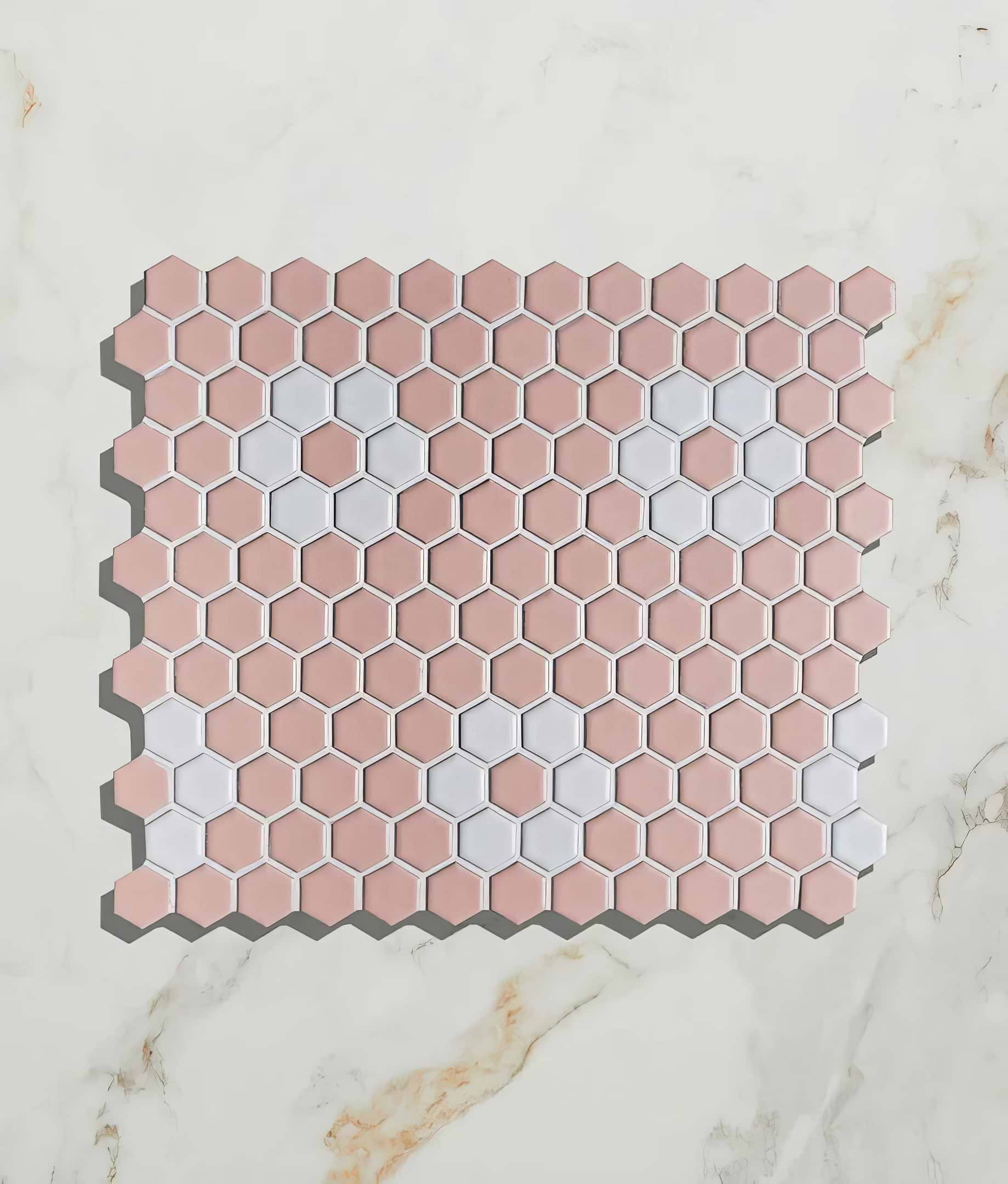 Mono Hex Porcelain Mosaic Daisy Pink - Hyperion Tiles