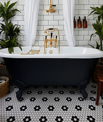 Mono Hex Porcelain Mosaic Daisy - Hyperion Tiles