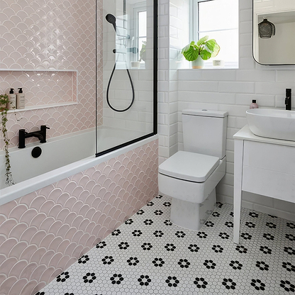Mono Hex Porcelain Mosaic Daisy - Hyperion Tiles