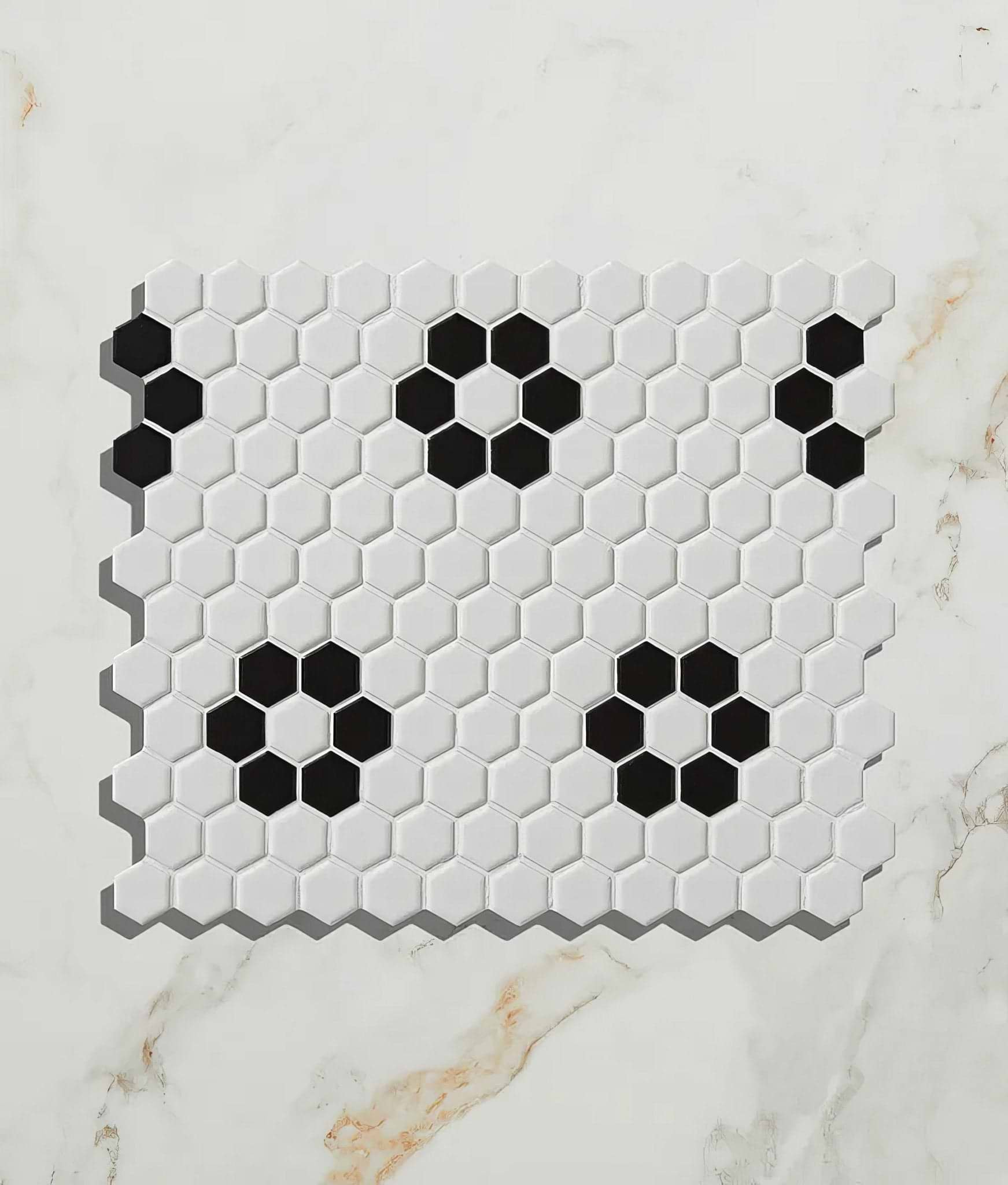 Mono Hex Porcelain Mosaic Daisy - Hyperion Tiles