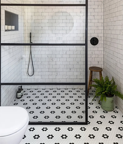 Mono Hex Porcelain Mosaic Daisy - Hyperion Tiles