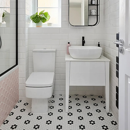 Mono Hex Porcelain Mosaic Daisy - Hyperion Tiles