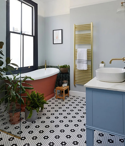 Mono Hex Porcelain Mosaic Daisy - Hyperion Tiles