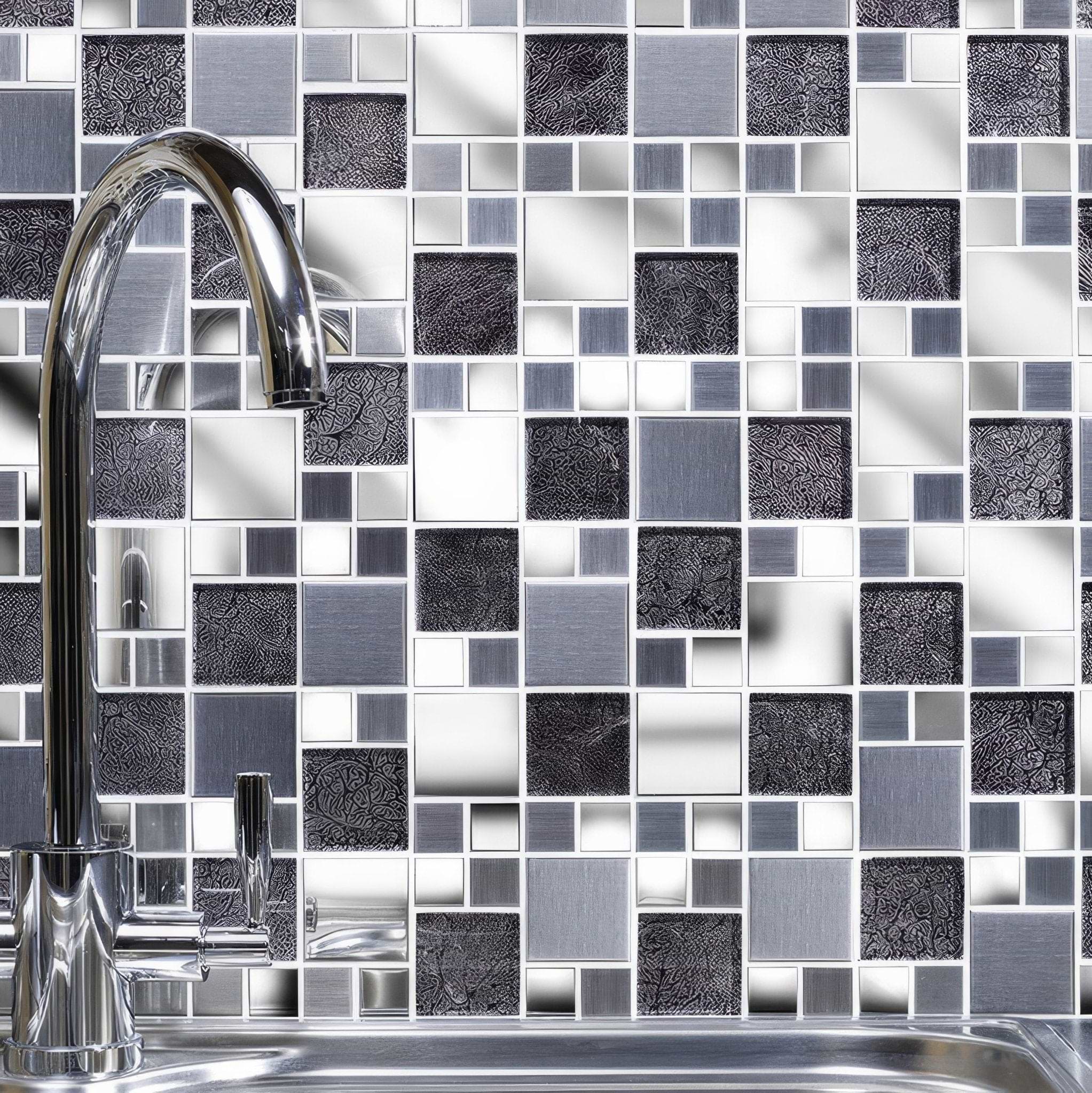 Moonlight Glass/Metal Mix Modular Mosaic - Hyperion Tiles