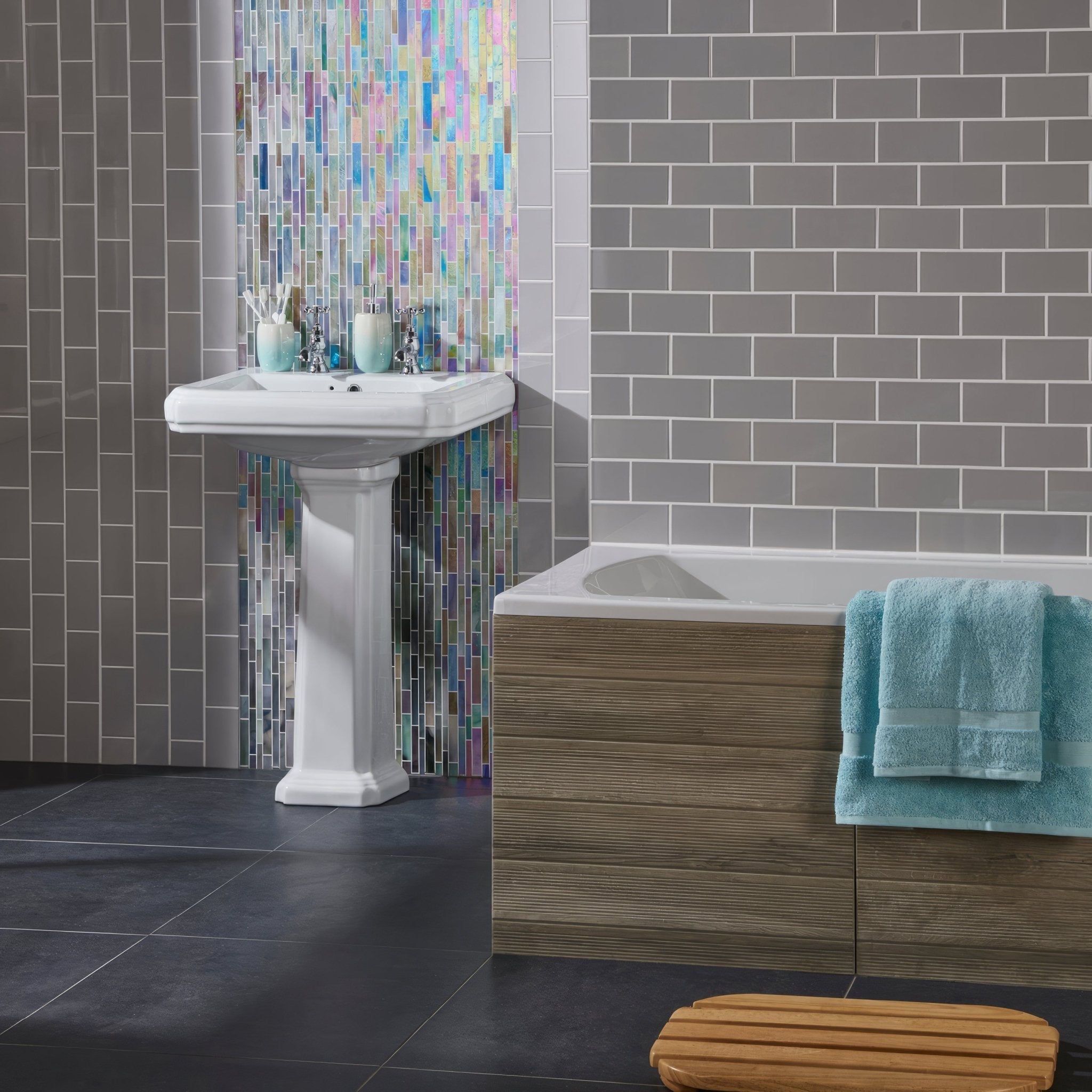 Morning Dew Glass Brickbond Mosaic - Hyperion Tiles