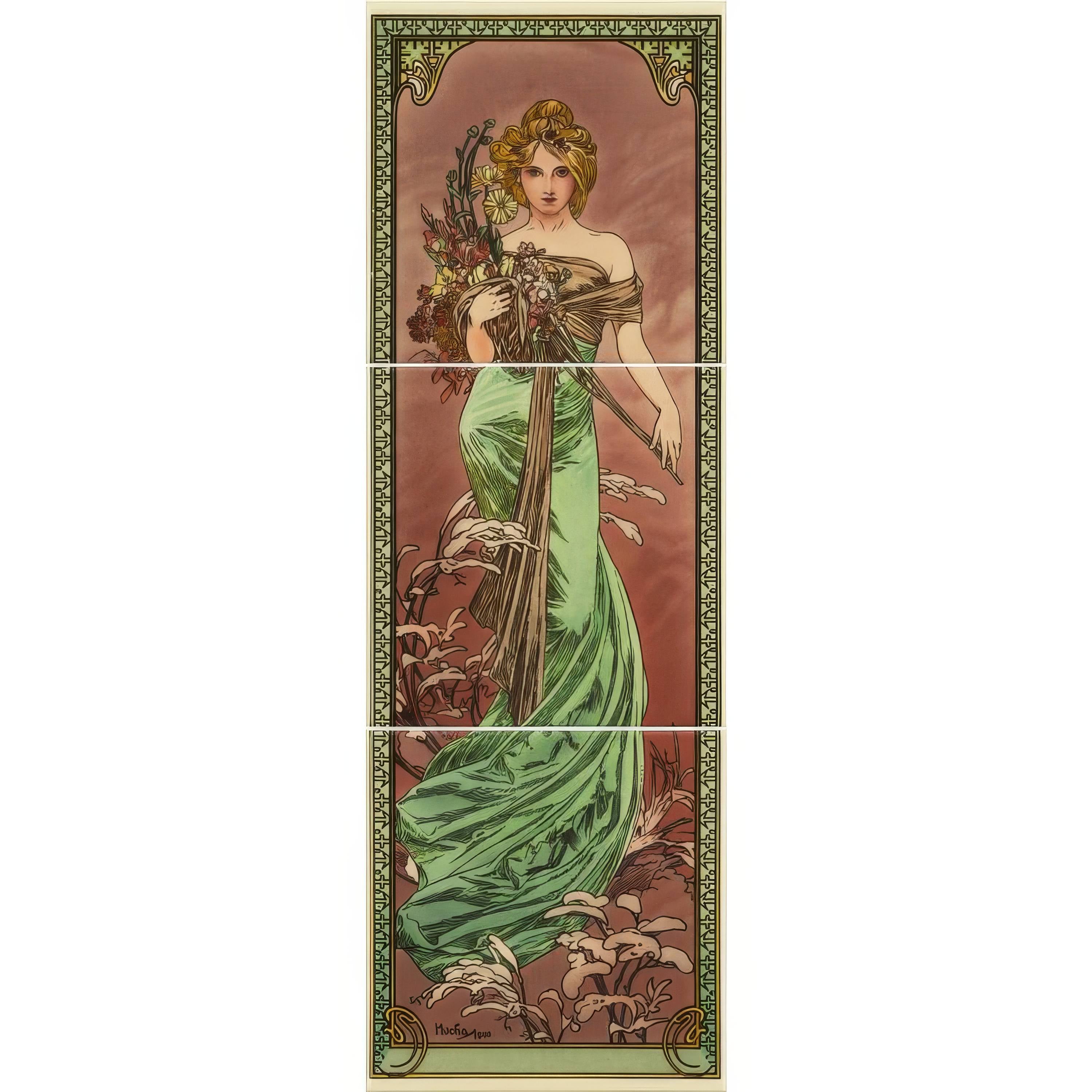 Original Style Mucha Spring 3-Tile Set (L) - Hyperion Tiles - Artworks