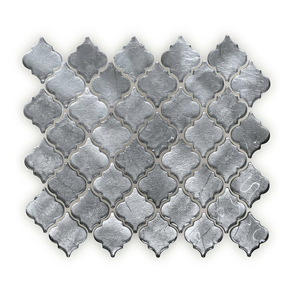 Metallic Vitreum Argentum Arabesque - Glass Mosaic - Fired Earth