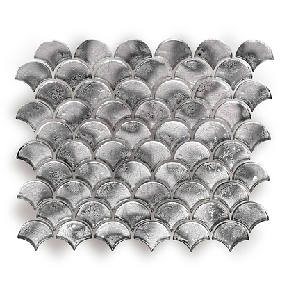 Metallic Vitreum Argentum Fan - Glass Mosaic - Fired Earth