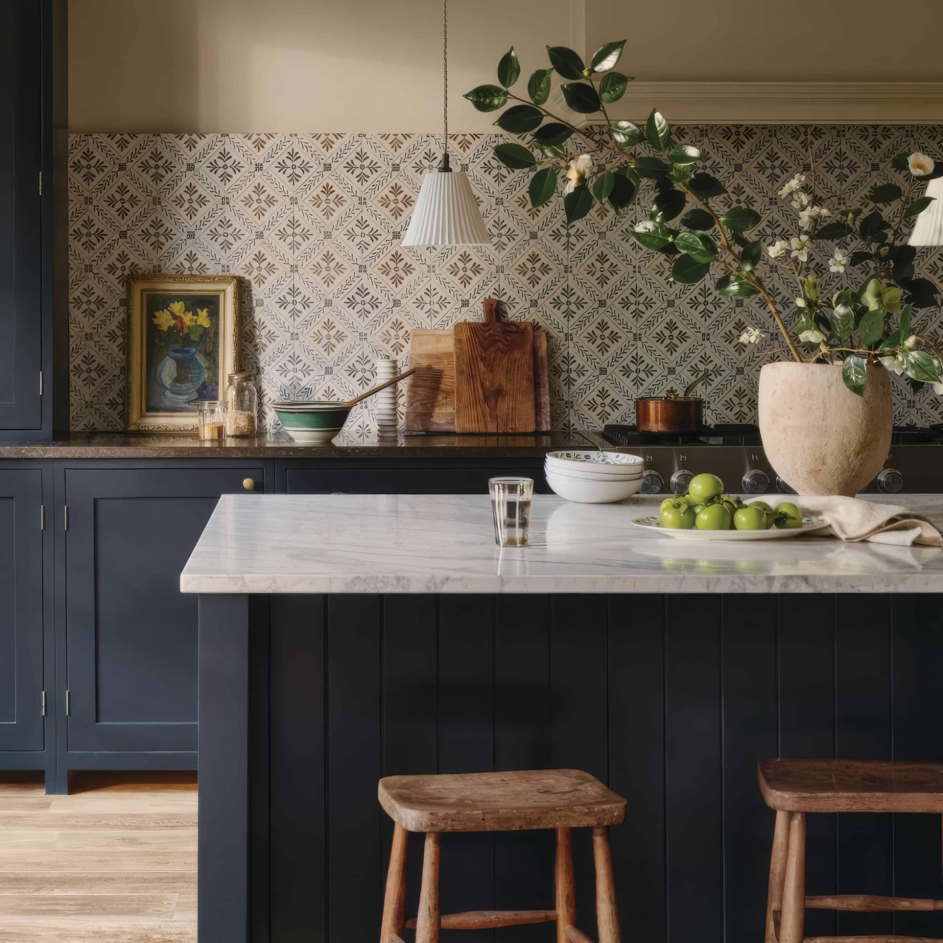 Nina Campbell Goa Indigo/Chocolate | Hyperion Tiles