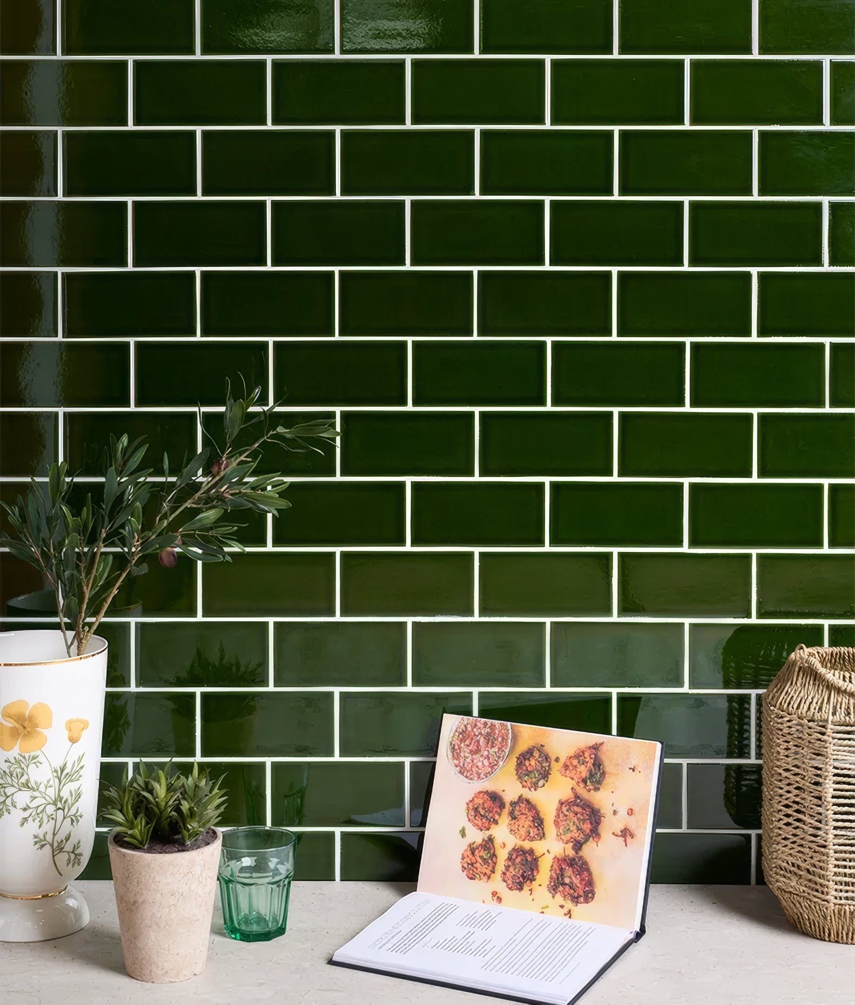 Olive Green Metro Crackle Glaze - Hyperion Tiles