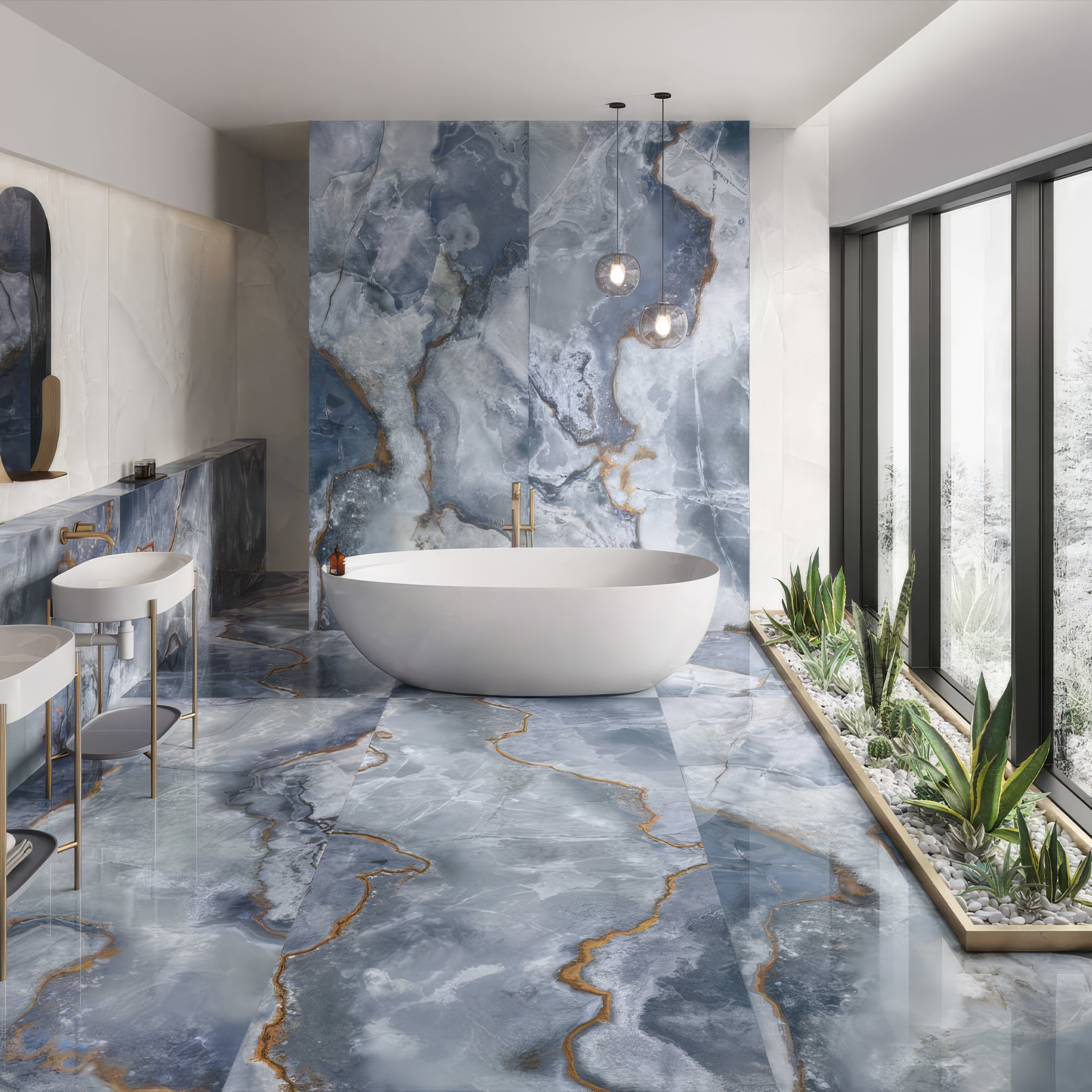 Onyx Blue in Polished and Matt Tiles - Hyperion Tiles