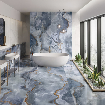 Onyx Blue in Polished and Matt Tiles - Hyperion Tiles