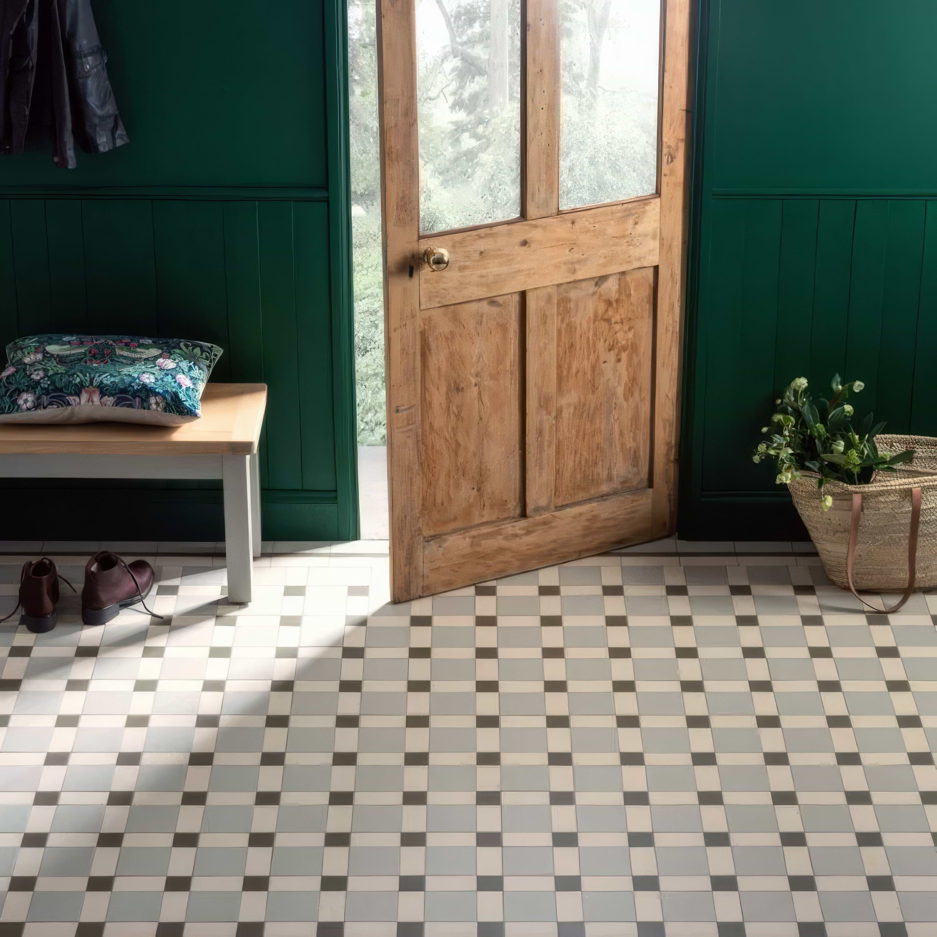 Norwich Chester Mews, Dover White & Green By Hyperion Tiles