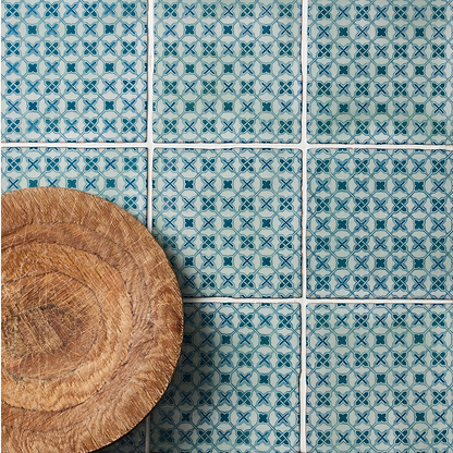 Ormeaux Blue on Mint - Hyperion Tiles