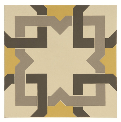 Ottoman Summer Yellow, Light Grey and Dark Grey on White - Hyperion Tiles