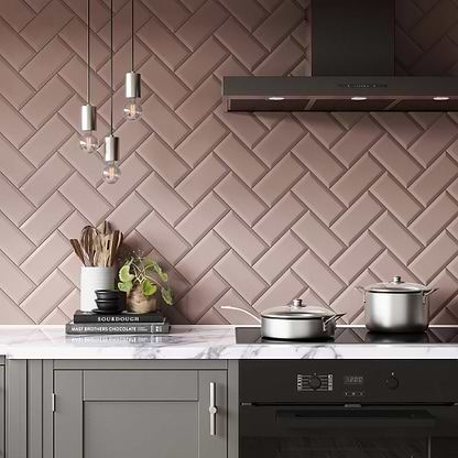 Metro Pink Ceramic Gloss - Hyperion Tiles