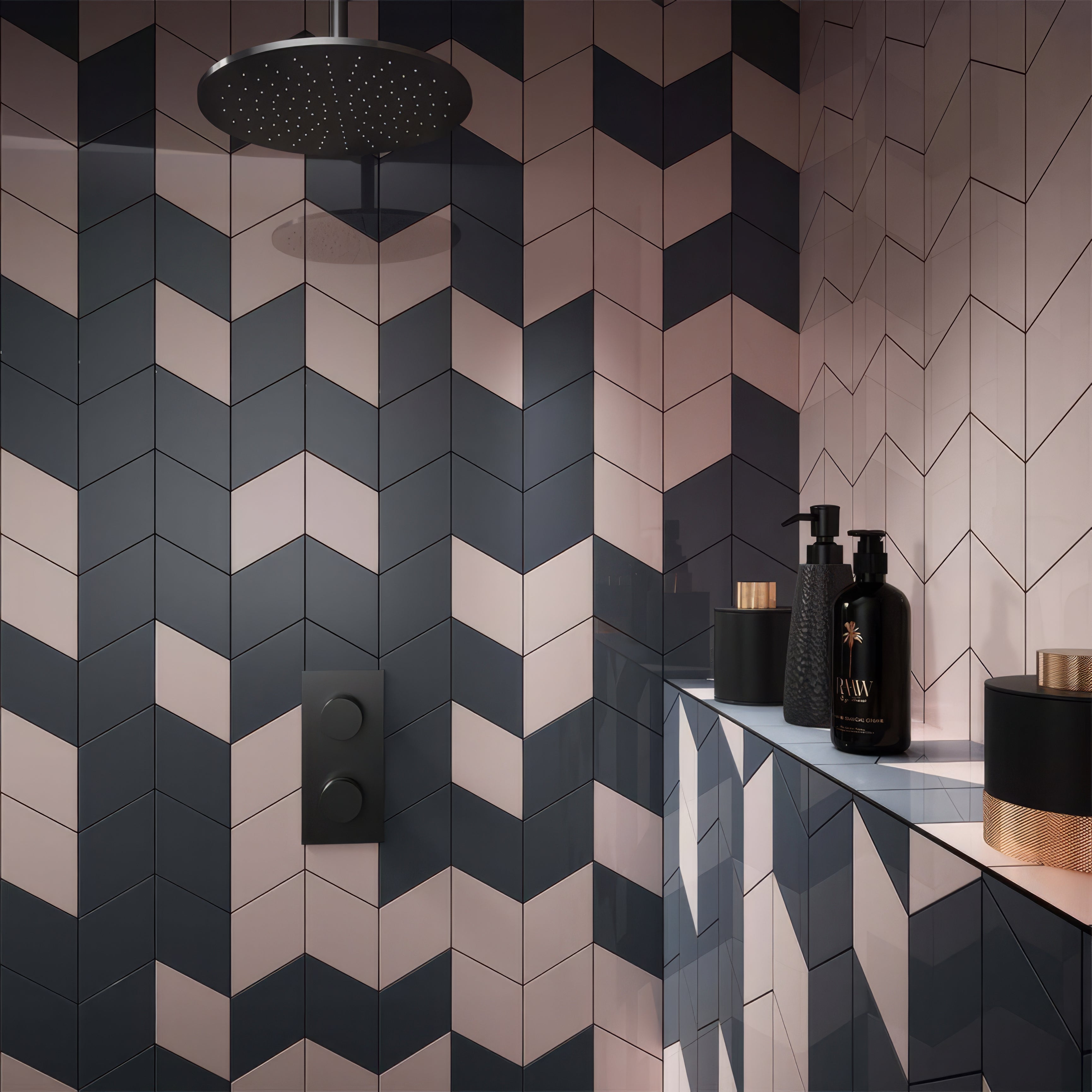 Rhomboid Pink Ceramic Wall Tile