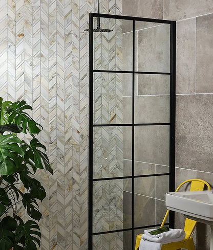 Palazzo Oro Marble Chevron Mosaic - Hyperion Tiles